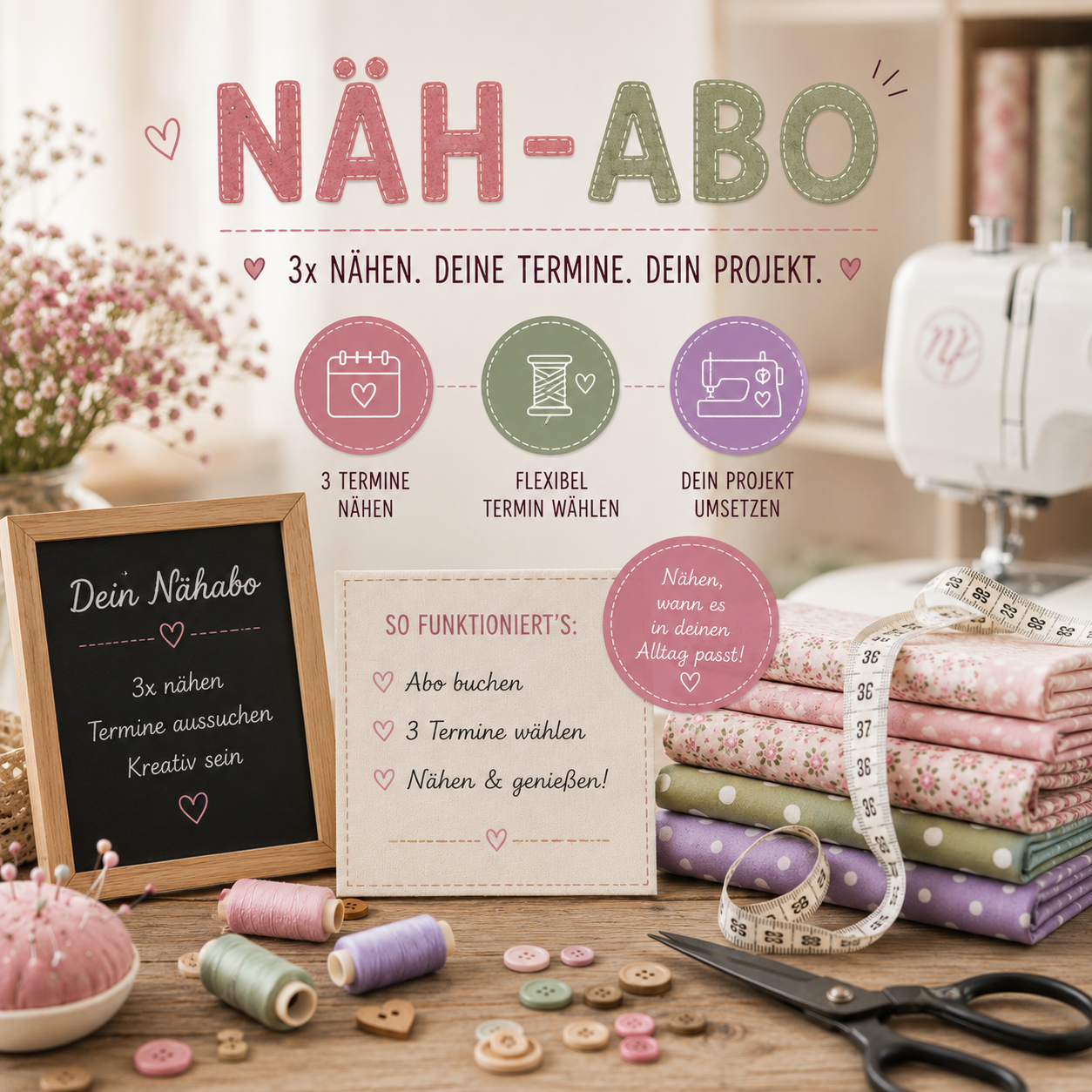 Näh-Abo 3x nähen bei Nostalgia privatim