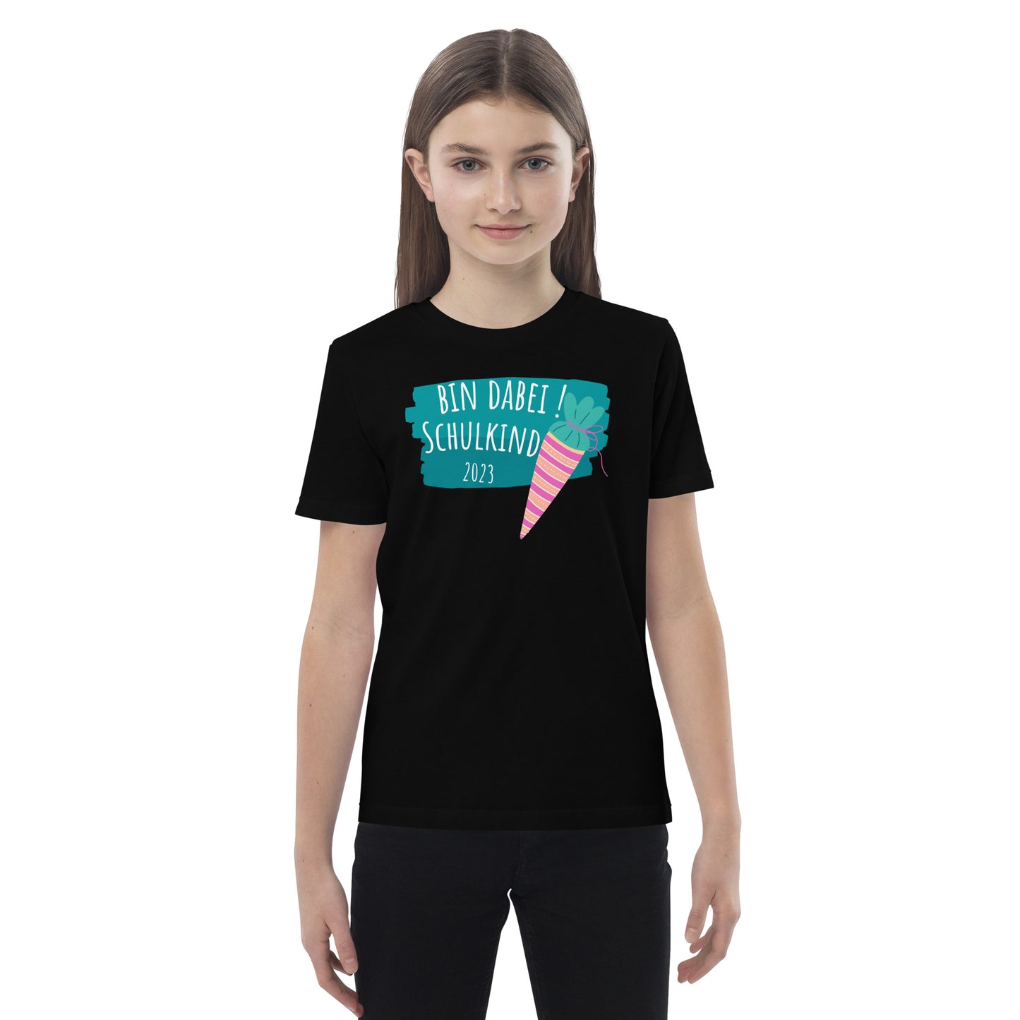 Bio-Baumwoll-T-Shirt für Kinder - Bin dabei Schulkind 2023