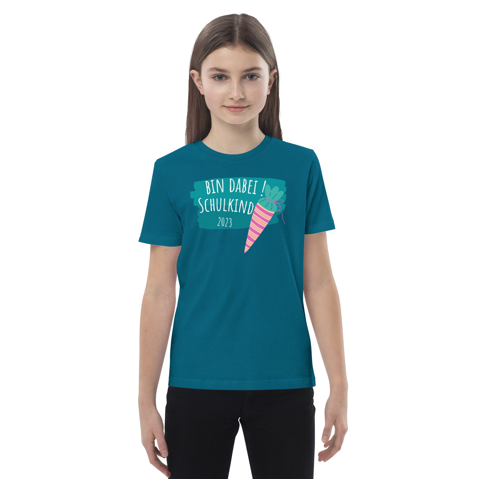 Bio-Baumwoll-T-Shirt für Kinder – - Bin 2023 Schulkind dabei nostalgia-privatim-shop